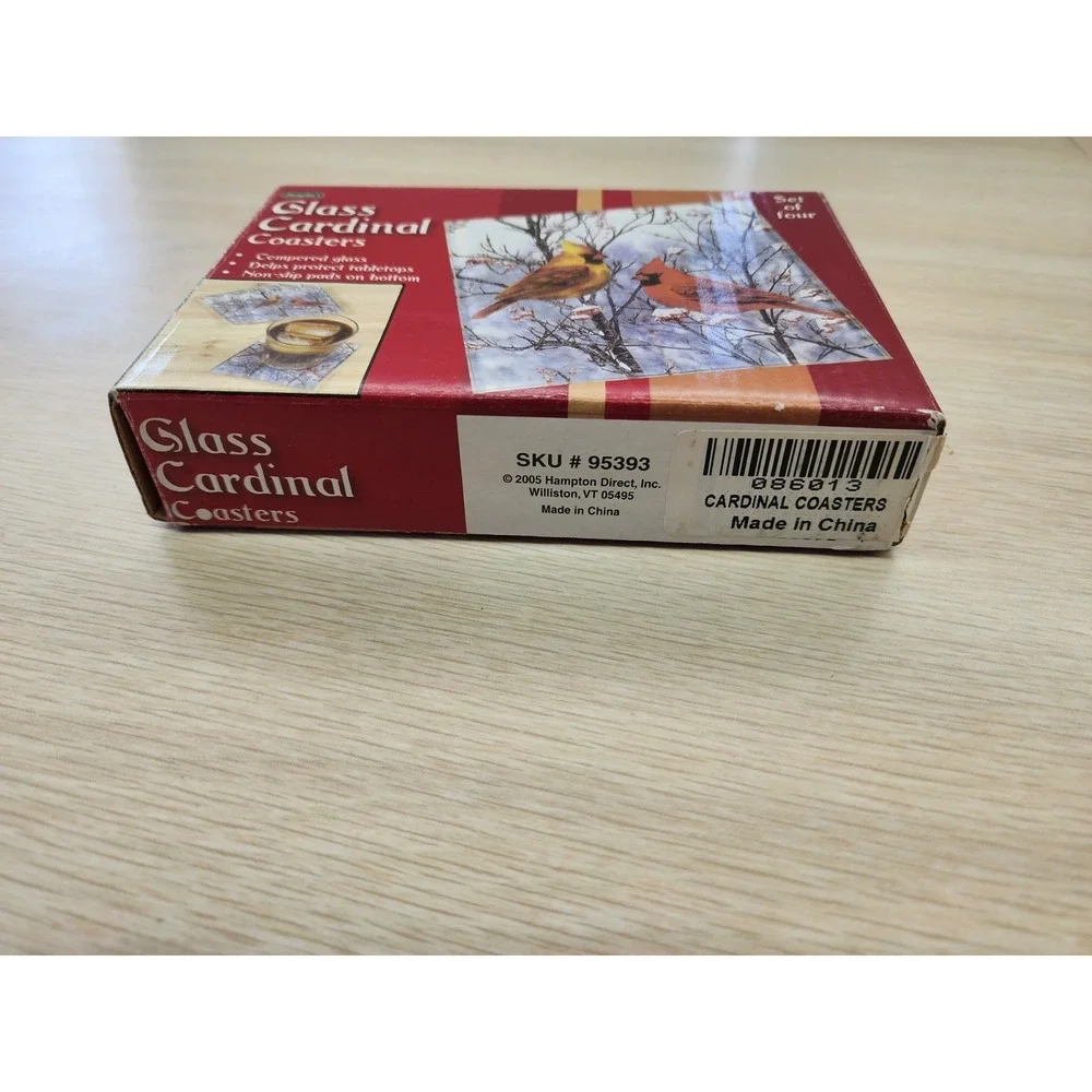 Red Cardinal Coasters Tempered Glass 4